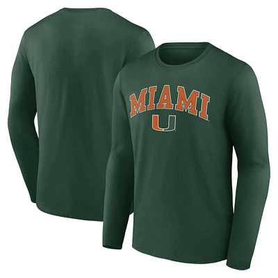 Men's Fanatics Green Miami Hurricanes Campus Long Sleeve T-Shirt