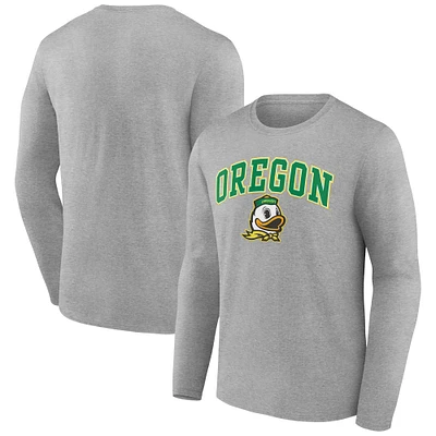 Men's Fanatics Heather Gray Oregon Ducks Campus Long Sleeve T-Shirt