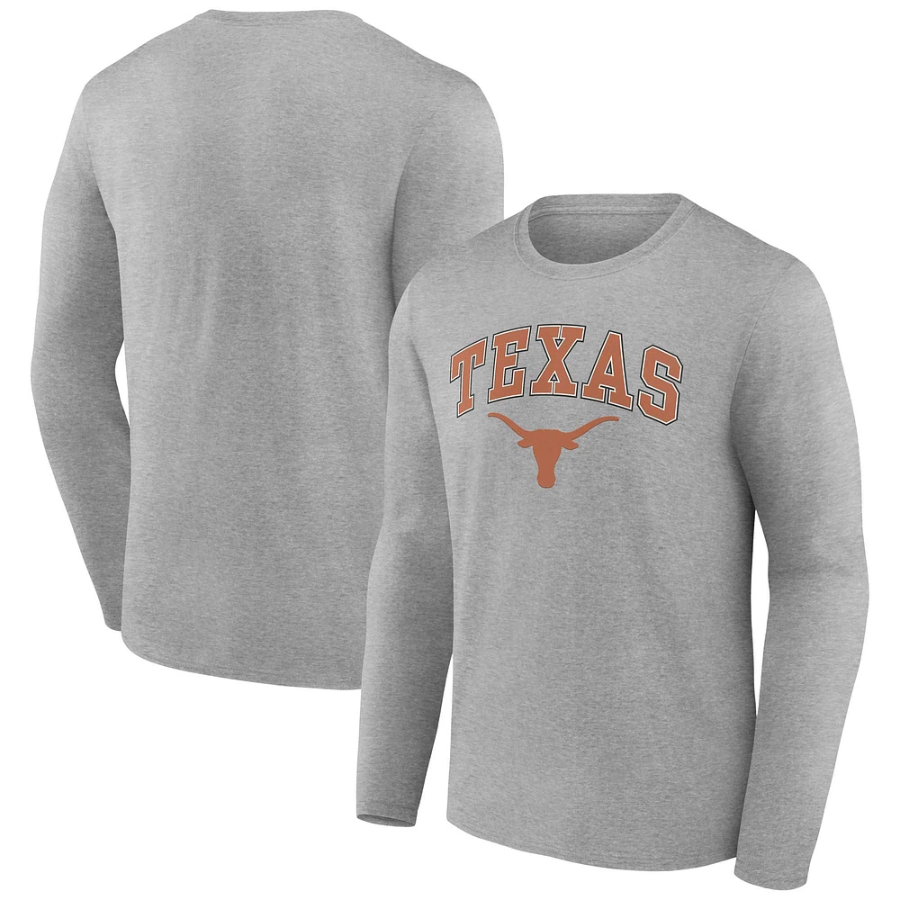 Men's Fanatics Heather Gray Texas Longhorns Campus Long Sleeve T-Shirt