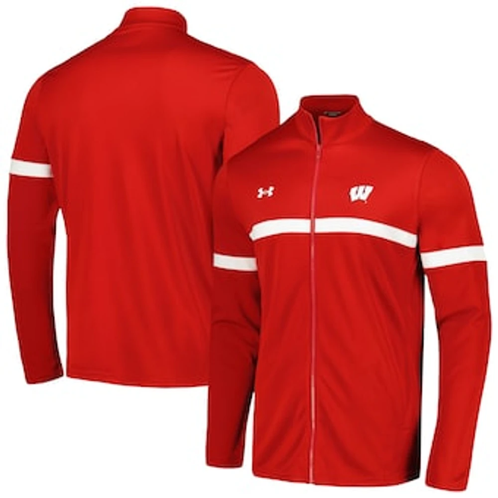 Men's Under Armour Red Wisconsin Badgers 2023 Assist Warm Up Full-Zip Jacket