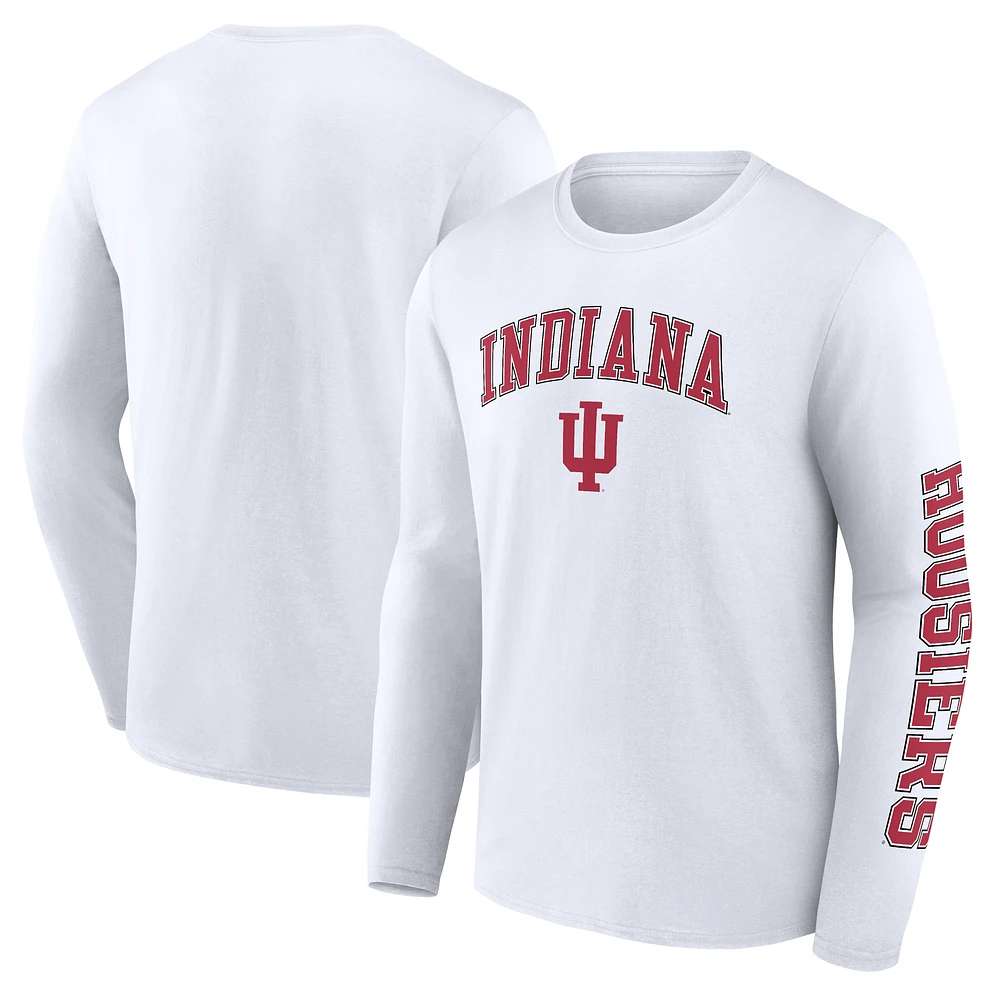 Men's Fanatics White Indiana Hoosiers Distressed Arch Over Logo Long Sleeve T-Shirt