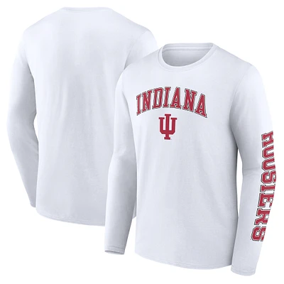 Men's Fanatics White Indiana Hoosiers Distressed Arch Over Logo Long Sleeve T-Shirt