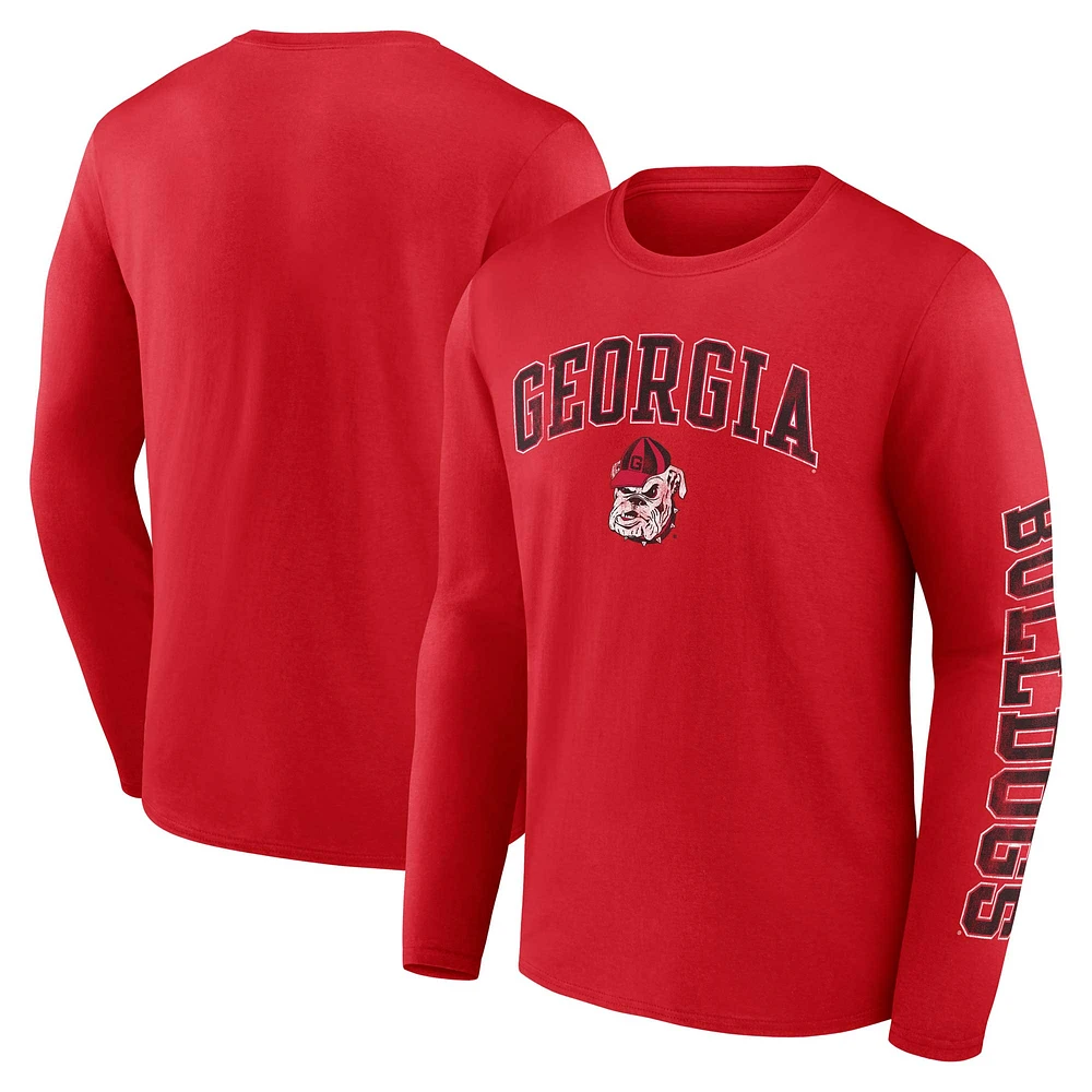 Men's Fanatics Georgia Bulldogs Distressed Arch Over Logo Long Sleeve T-Shirt