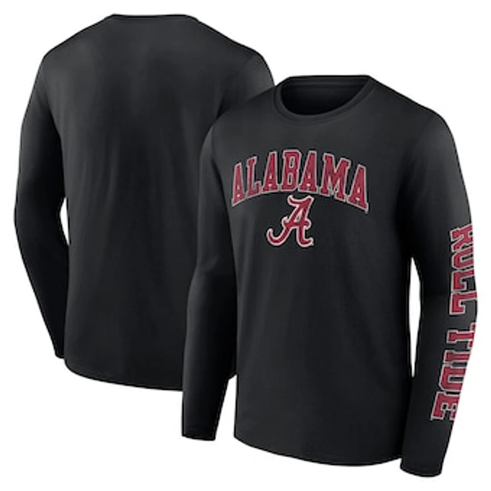 Men's Fanatics Black Alabama Crimson Tide Distressed Arch Over Logo Long Sleeve T-Shirt