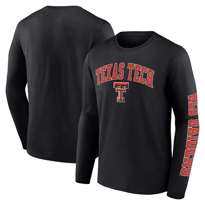 Men's Fanatics Black Texas Tech Red Raiders Distressed Arch Over Logo Long Sleeve T-Shirt