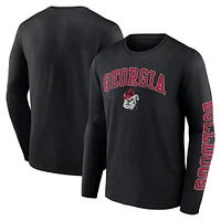 Men's Fanatics Black Georgia Bulldogs Distressed Arch Over Logo Long Sleeve T-Shirt