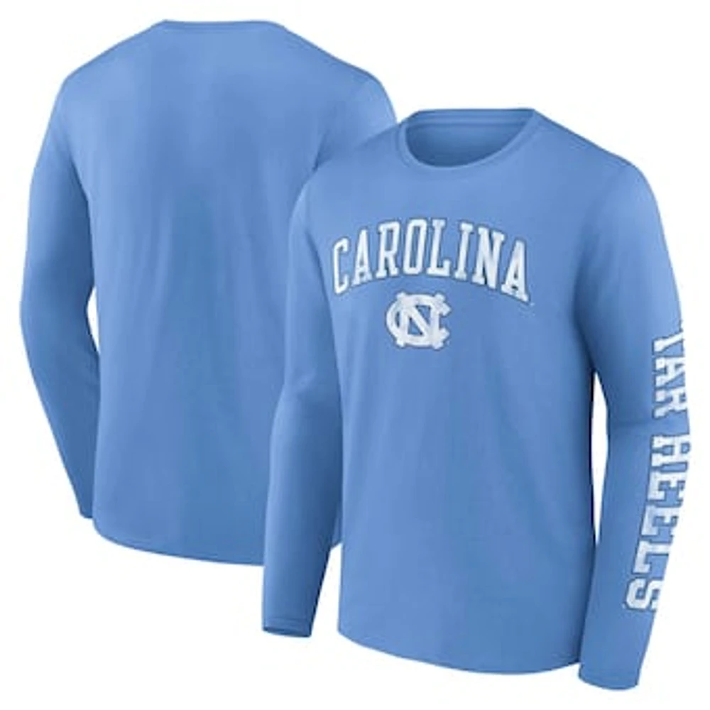 Men's Fanatics Carolina Blue North Tar Heels Distressed Arch Over Logo Long Sleeve T-Shirt