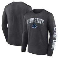 Men's Fanatics Heather Charcoal Penn State Nittany Lions Distressed Arch Over Logo Long Sleeve T-Shirt