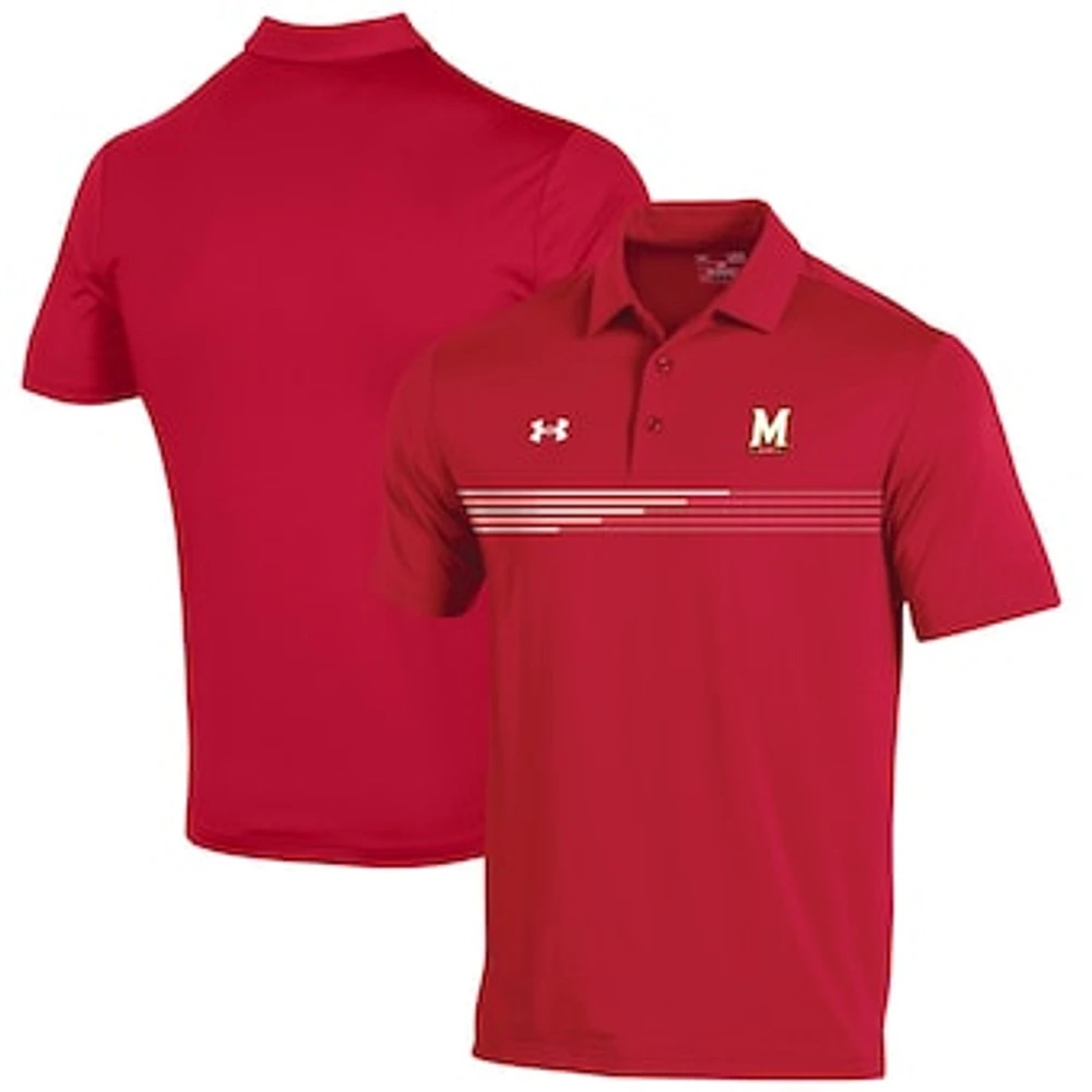 Men's Under Armour Red Maryland Terrapins Tee To Green Stripe Polo