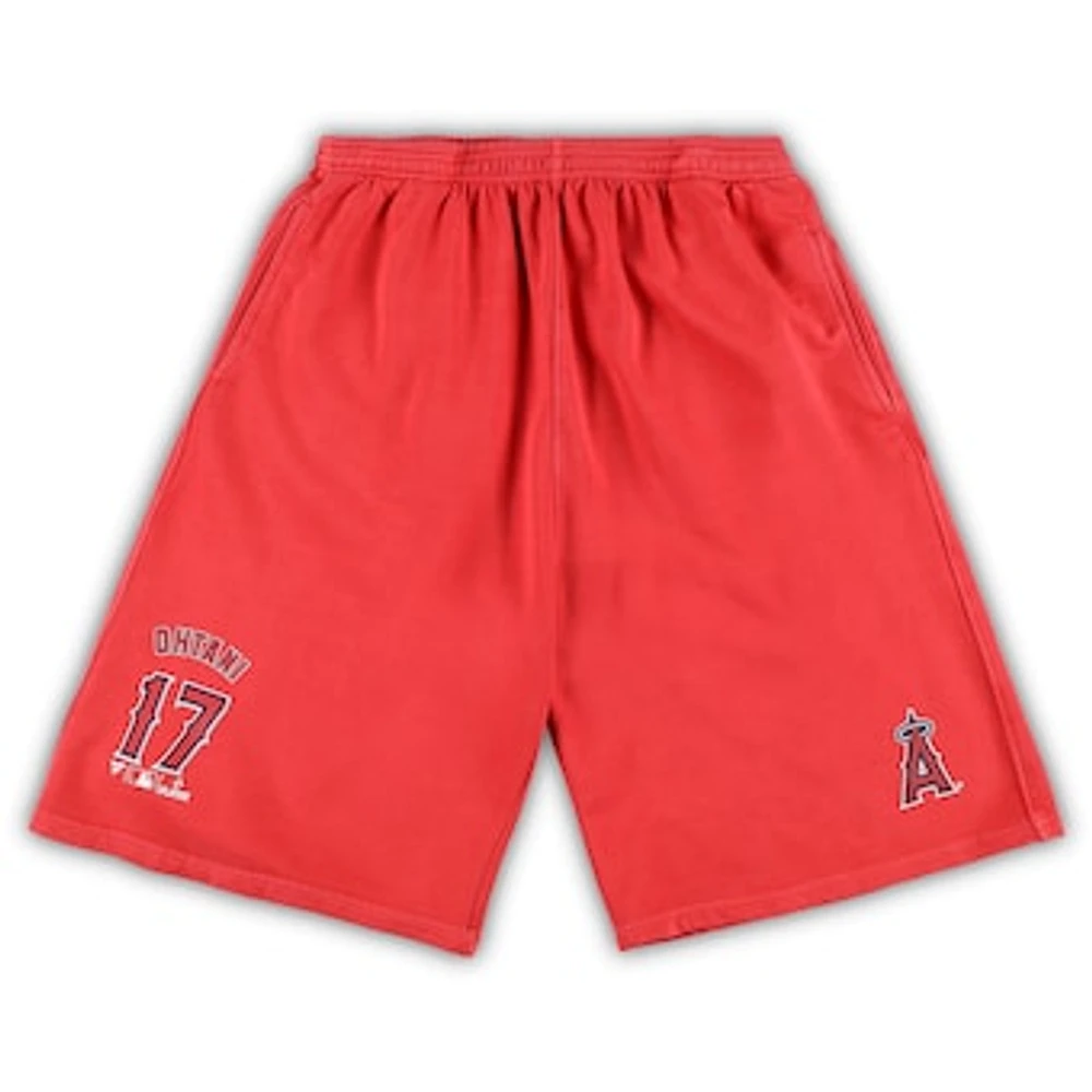 Men's Shohei Ohtani Red Los Angeles Angels Big & Tall Stitched Double-Knit Shorts