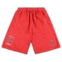 Men's Shohei Ohtani Red Los Angeles Angels Big & Tall Stitched Double-Knit Shorts