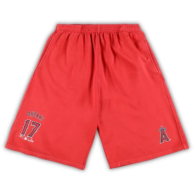 Men's Shohei Ohtani Red Los Angeles Angels Big & Tall Stitched Double-Knit Shorts