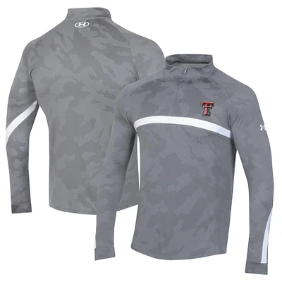 Men's Under Armour Steel Texas Tech Red Raiders Game Day Camo Raglan Quarter-Zip Top