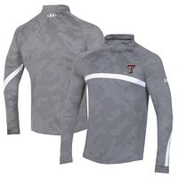 Men's Under Armour Steel Texas Tech Red Raiders Game Day Camo Raglan Quarter-Zip Top