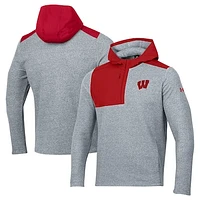 Men's Under Armour Gray Wisconsin Badgers Survivor Fleece Hoodie Quarter-Zip Jacket