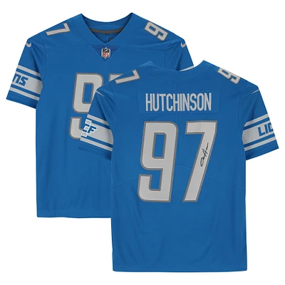 Aidan Hutchinson Detroit Lions Autographed Blue Nike Limited Jersey