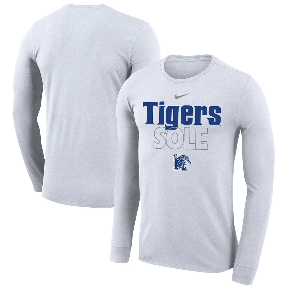 Nike White Memphis Tigers 2023 On Court Bench Long Sleeve T-Shirt