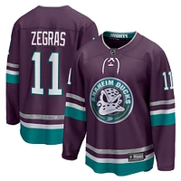 Men's Fanatics Trevor Zegras Purple Anaheim Ducks 30th Anniversary Premier Breakaway Jersey