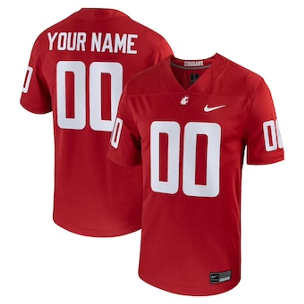 Men's Nike  Crimson Washington State Cougars Football Custom Game Jersey