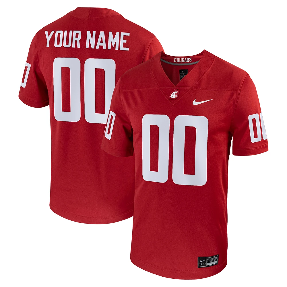 Men's Nike  Crimson Washington State Cougars Football Custom Game Jersey