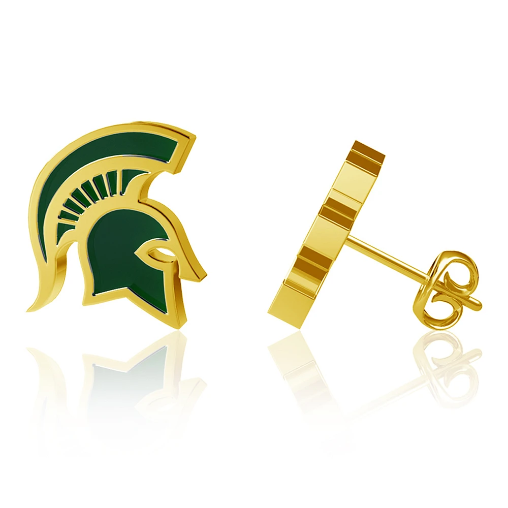 Dayna Designs Michigan State Spartans Gold-Plated Enamel Post Earrings