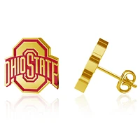 Dayna Designs Ohio State Buckeyes Gold-Plated Enamel Post Earrings