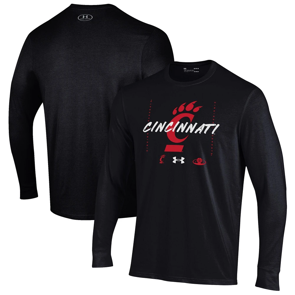 Youth Under Armour  Black Cincinnati Bearcats 2023 On Court Bench Unity Long Sleeve T-Shirt