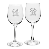 Northeastern State Riverhawks Two-Piece 12oz. Traditional White Wine Glass Set