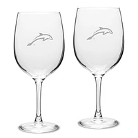 JU Dolphins Two-Piece 19oz. Traditional Red Wine Glass Set