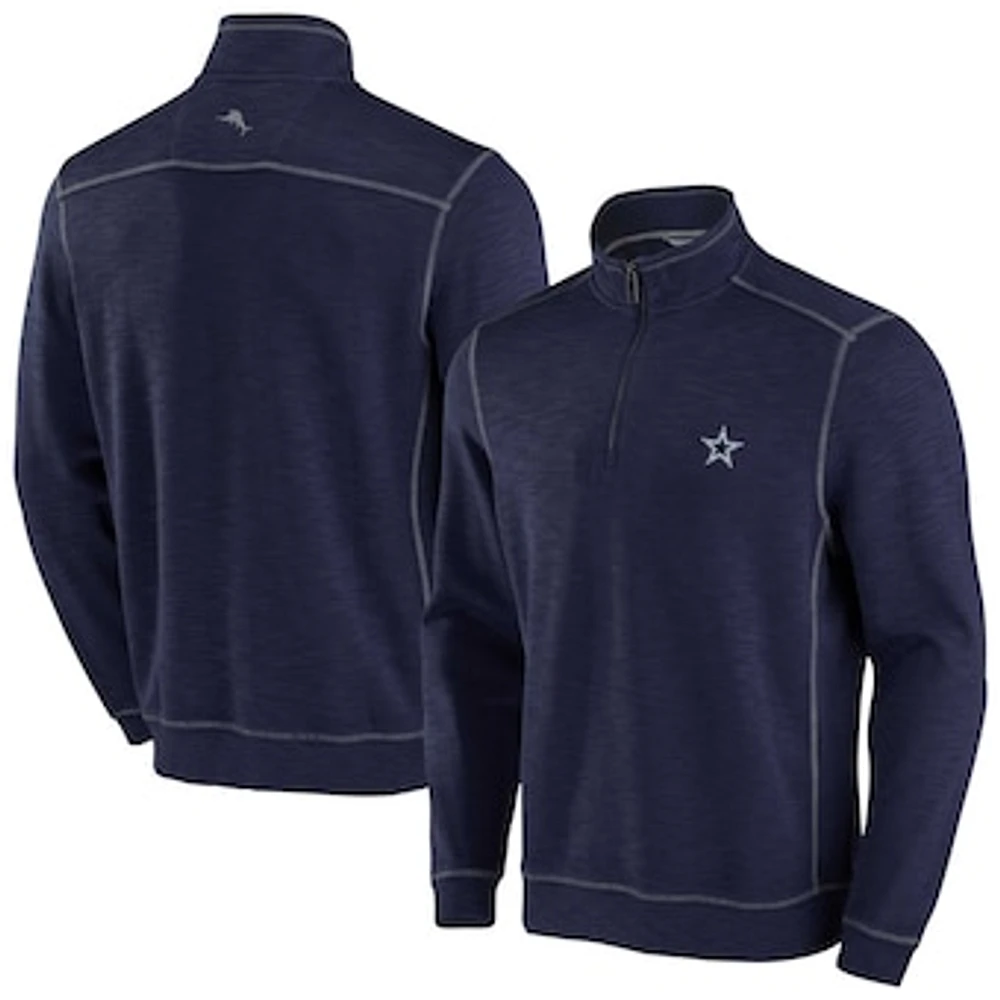 Men's Tommy Bahama Navy Dallas Cowboys Tobago Bay Tri-Blend Half-Zip Sweatshirt