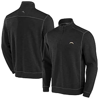 Men's Tommy Bahama Black Los Angeles Chargers Big & Tall Tobago Bay Half-Zip Sweatshirt