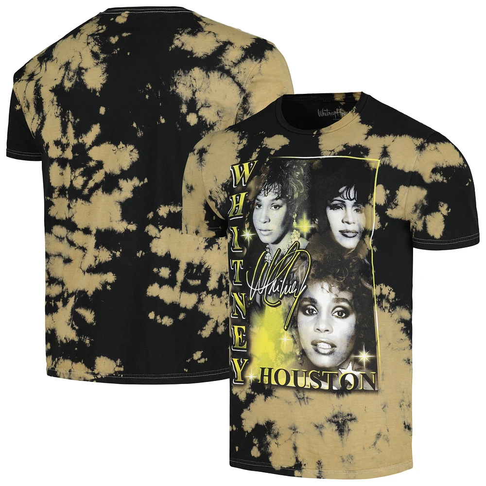 Men's Black Whitney Houston Collage Washed Graphic T-Shirt