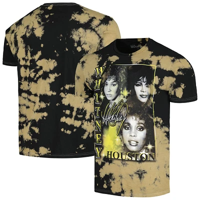 Men's Black Whitney Houston Collage Washed Graphic T-Shirt
