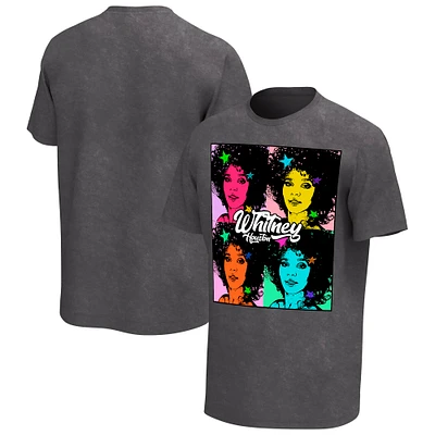 Men's Black Whitney Houston Pop Art Washed Graphic T-Shirt