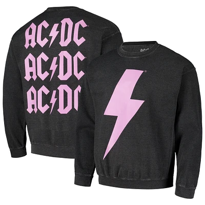 Men's Black AC/DC Bolt Washed Pullover Sweatshirt