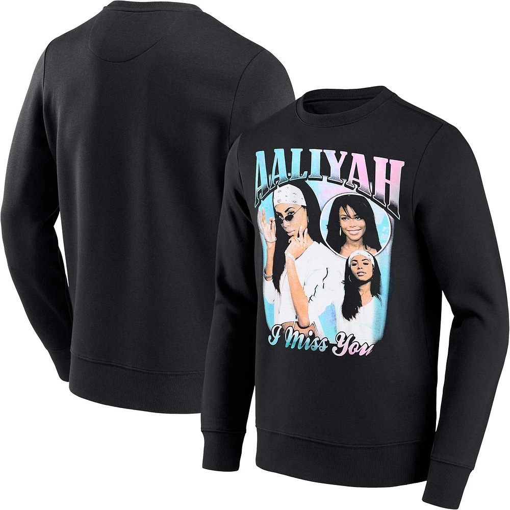 Unisex Aaliyah Black Graphic Pullover Sweatshirt