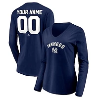 Women's Navy New York Yankees Cooperstown Collection Personalized Winning Streak Long Sleeve V-Neck T-Shirt