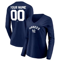 Women's Navy New York Yankees Cooperstown Collection Personalized Winning Streak Long Sleeve V-Neck T-Shirt