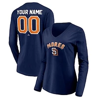 Women's Navy San Diego Padres Cooperstown Collection Personalized Winning Streak Long Sleeve V-Neck T-Shirt