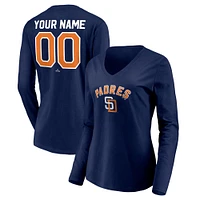 Women's Navy San Diego Padres Cooperstown Collection Personalized Winning Streak Long Sleeve V-Neck T-Shirt