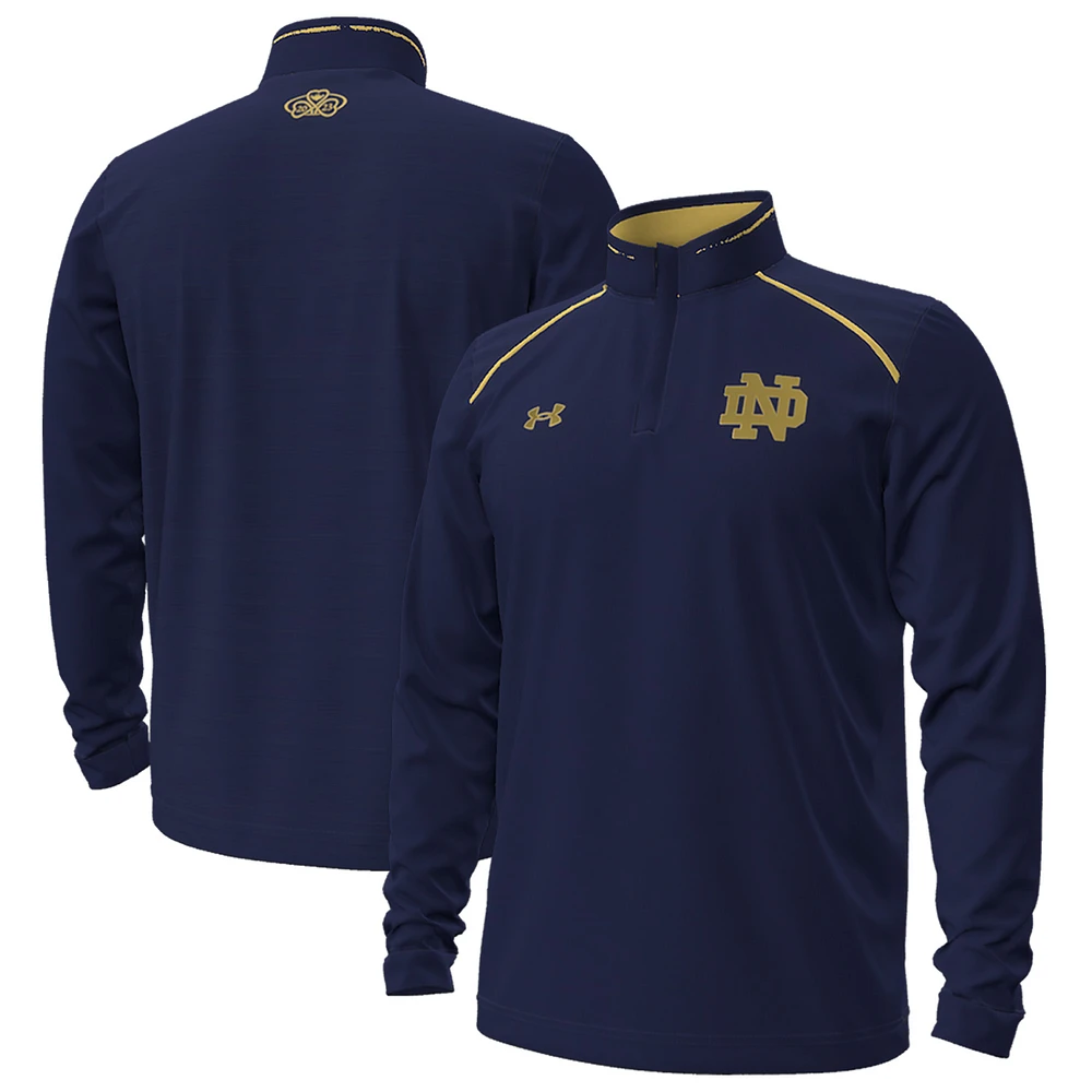 Men's Under Armour Navy Notre Dame Fighting Irish 2023 Aer Lingus College Football Classic Quarter-Zip Pullover Top