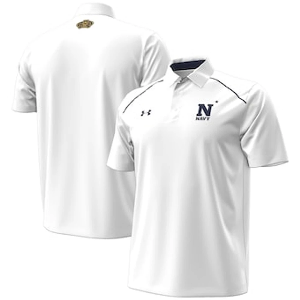 Men's Under Armour  White Navy Midshipmen 2023 Aer Lingus College Football Classic Polo