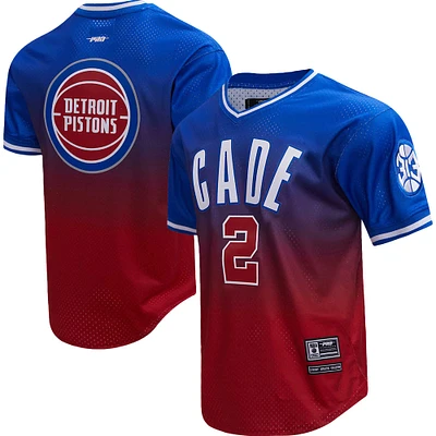 Men's Post Cade Cunningham Royal/Red Detroit Pistons Ombre Name & Number T-Shirt