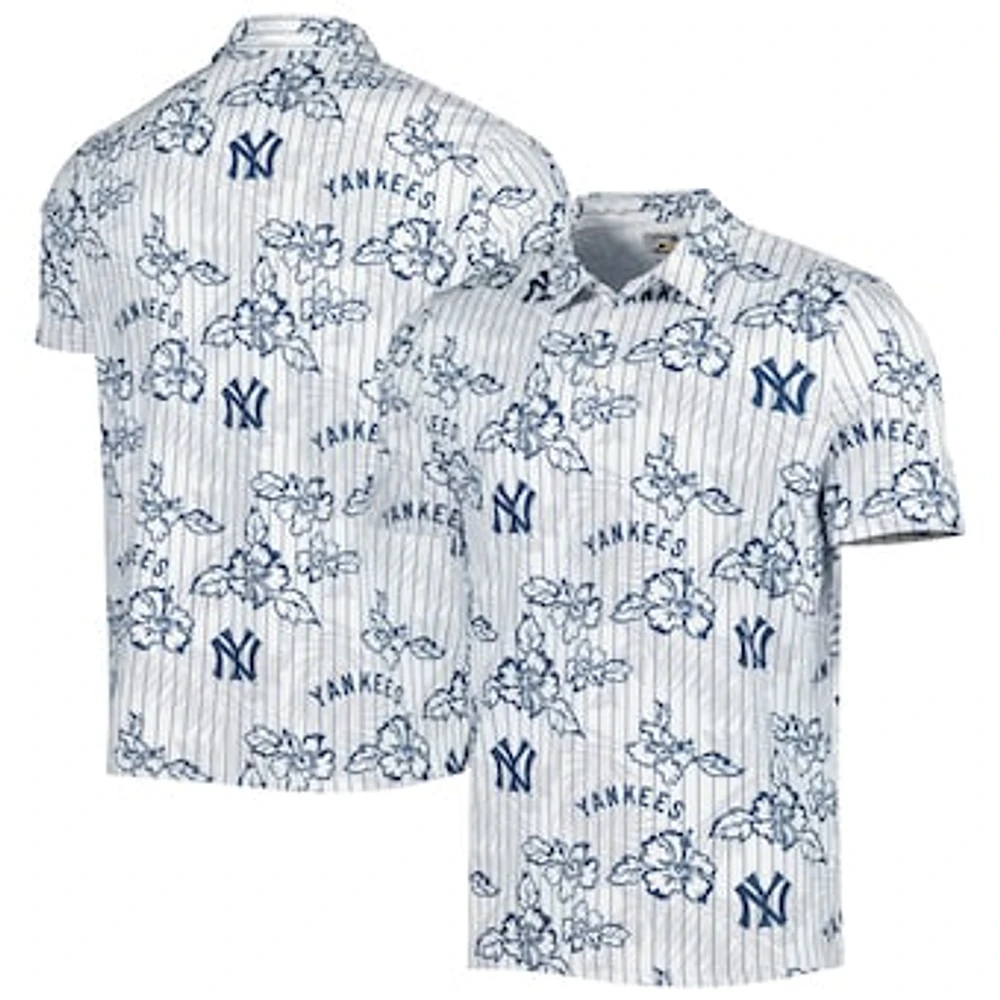 Men's Reyn Spooner White New York Yankees Cooperstown Collection Puamana Print Polo