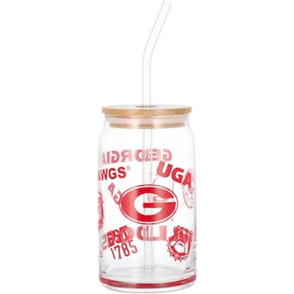 Georgia Bulldogs 16oz. Can Glass with Straw