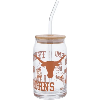 Texas Longhorns 16oz. Can Glass with Straw