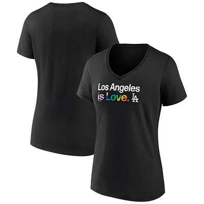 Women's Black Los Angeles Dodgers City Pride V-Neck T-Shirt