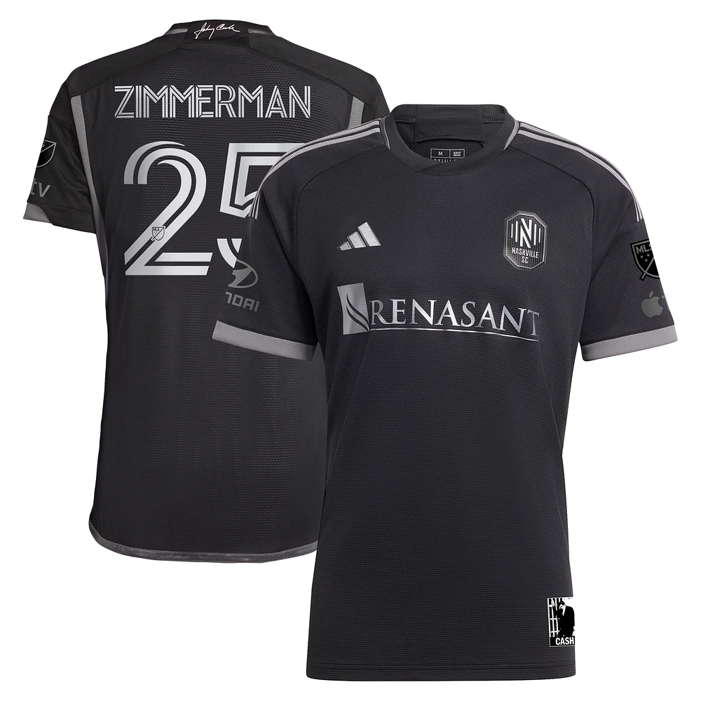 Men's adidas Walker Zimmerman Black Nashville SC 2023 Man Kit Authentic Player Jersey