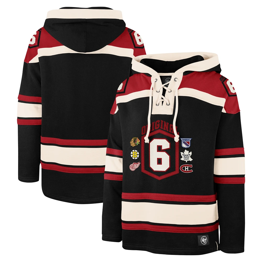 Men's '47 Black NHL Original 6 Superior Lacer Pullover Hoodie