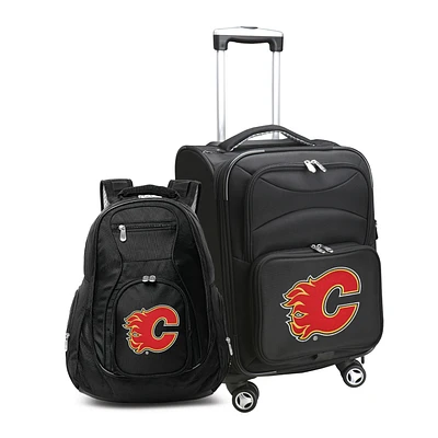 MOJO Black Calgary Flames Softside Carry-On & Backpack Set